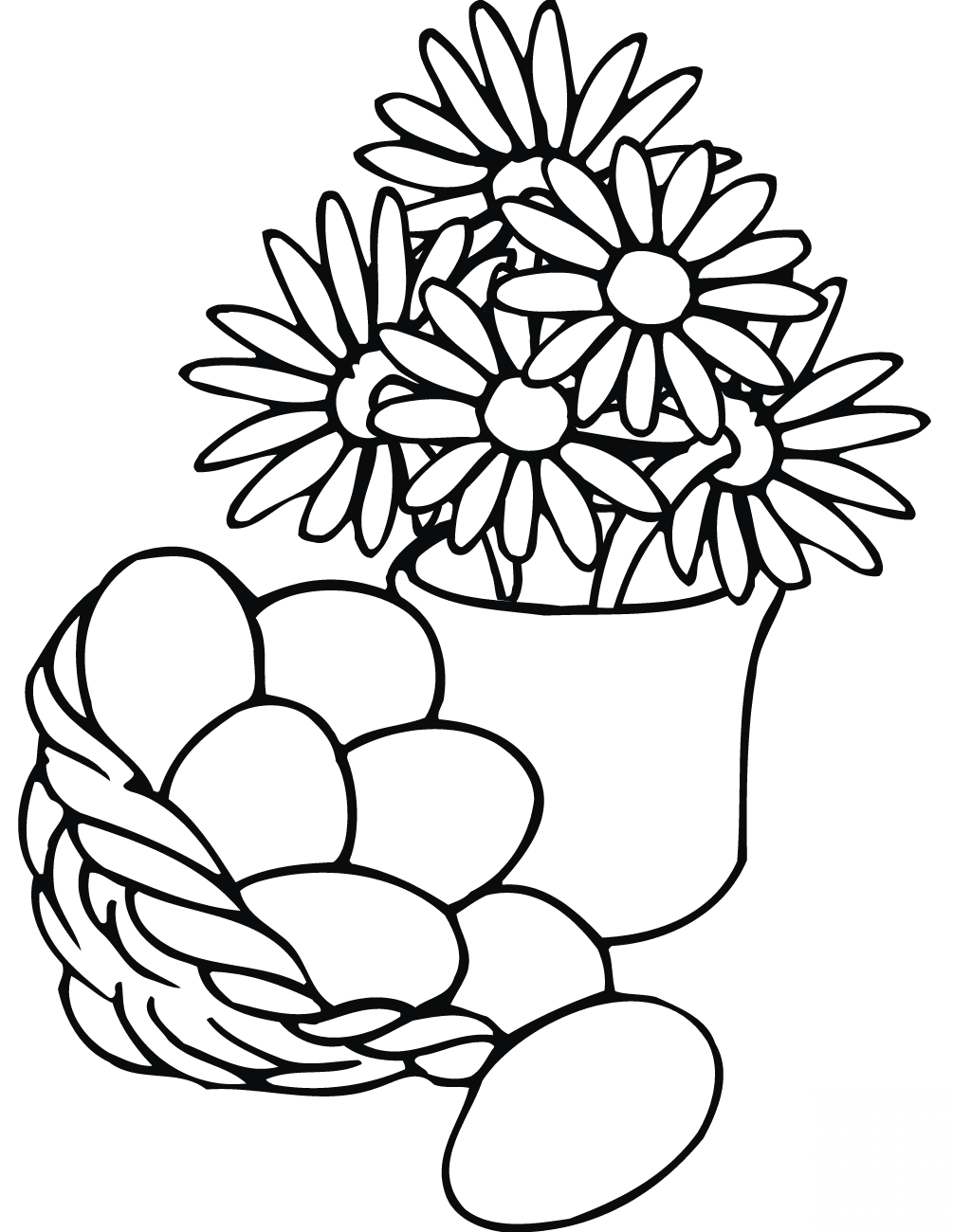 Easter Basket and Vase with Flowers