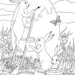 Three Easter Bunnies are Painting a...