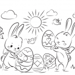 Cute Bunnies with Easter Eggs