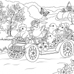 Easter Chickens in the Retro Car...