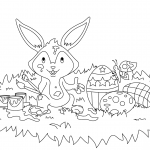 Easter Scene with Bunny and Eggs