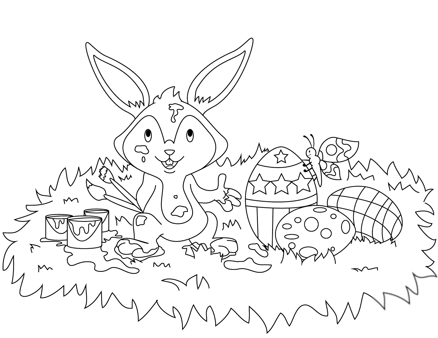 Easter Scene with Bunny and Eggs