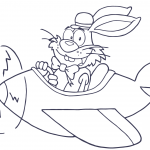 Easter Rabbit Flying with Plane