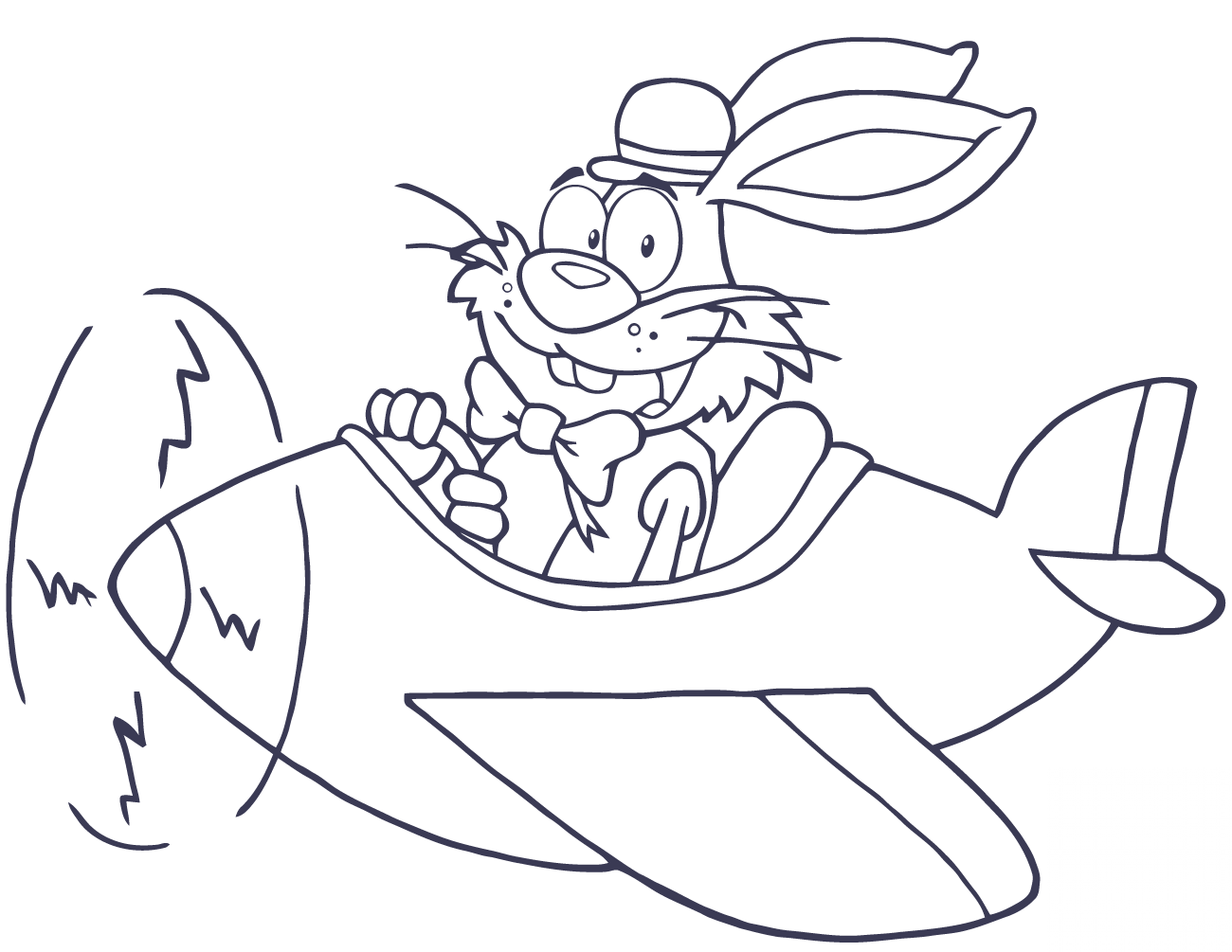 Easter Rabbit Flying with Plane