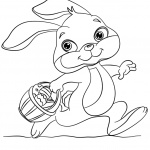 Bunny Running with Easter Eggs in a...