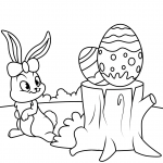 Cute Easter Bunny and Eggs on Hemp