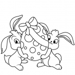 Two Easter Bunnies with Egg