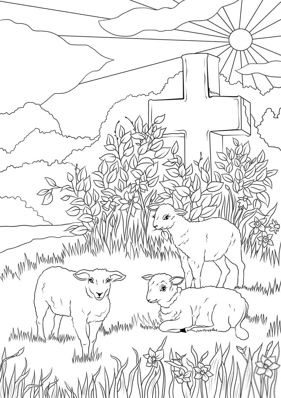 Easter Lambs and Jesus's Cross
