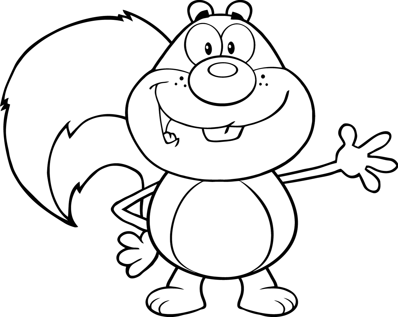 Smiling Cartoon Squirrel Waving