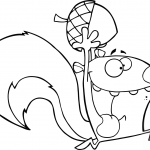 Crazy Cartoon Squirrel Running with...