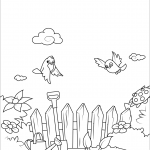 Birds Fly over the Garden