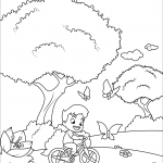 Boy on a Bicycle Chasing Butterflies