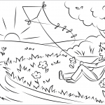 Boy Flying Kite at Sunset