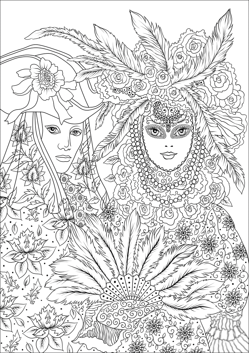 Women Wearing Masks at the Carnival...