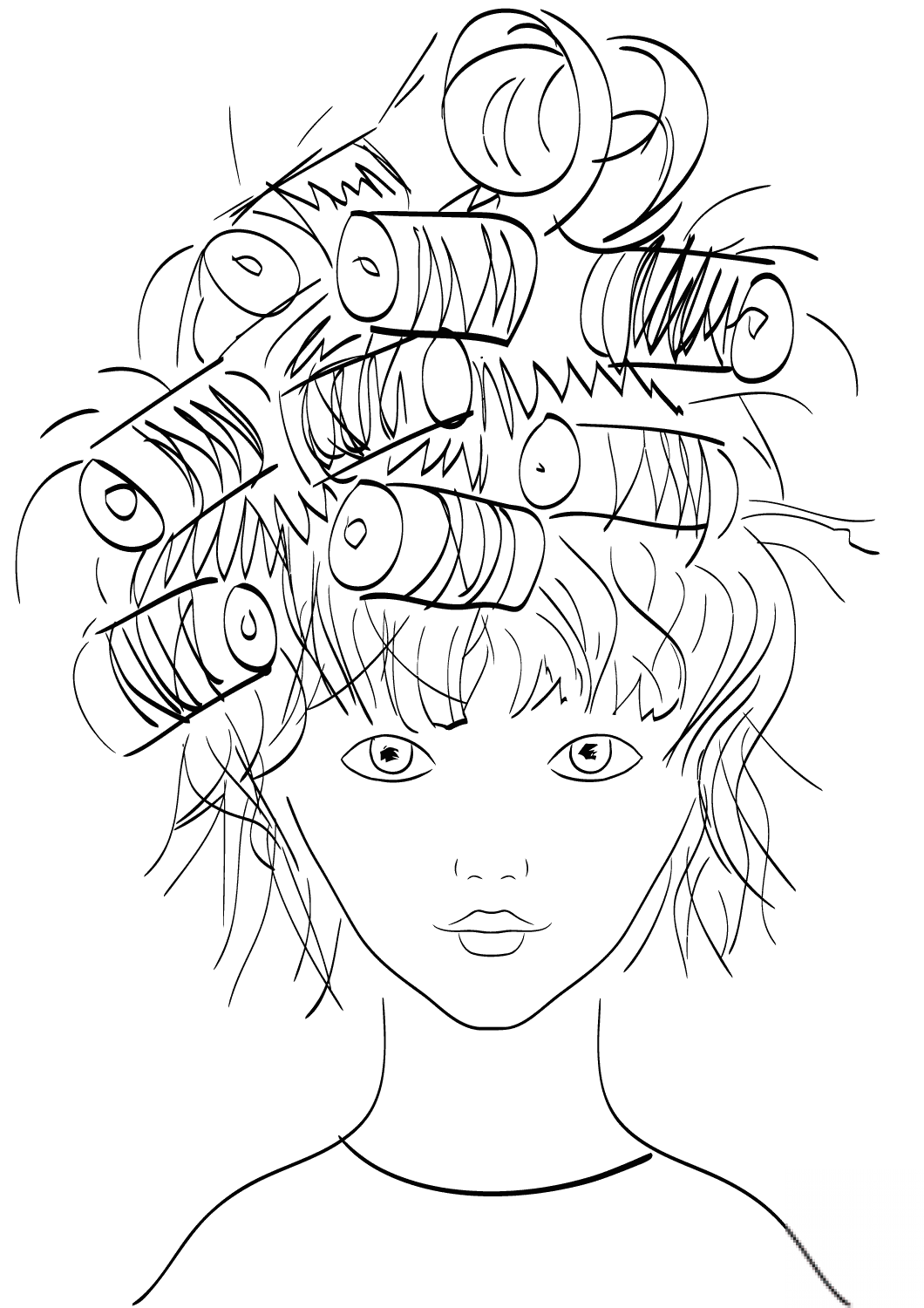 Girl with Curlers