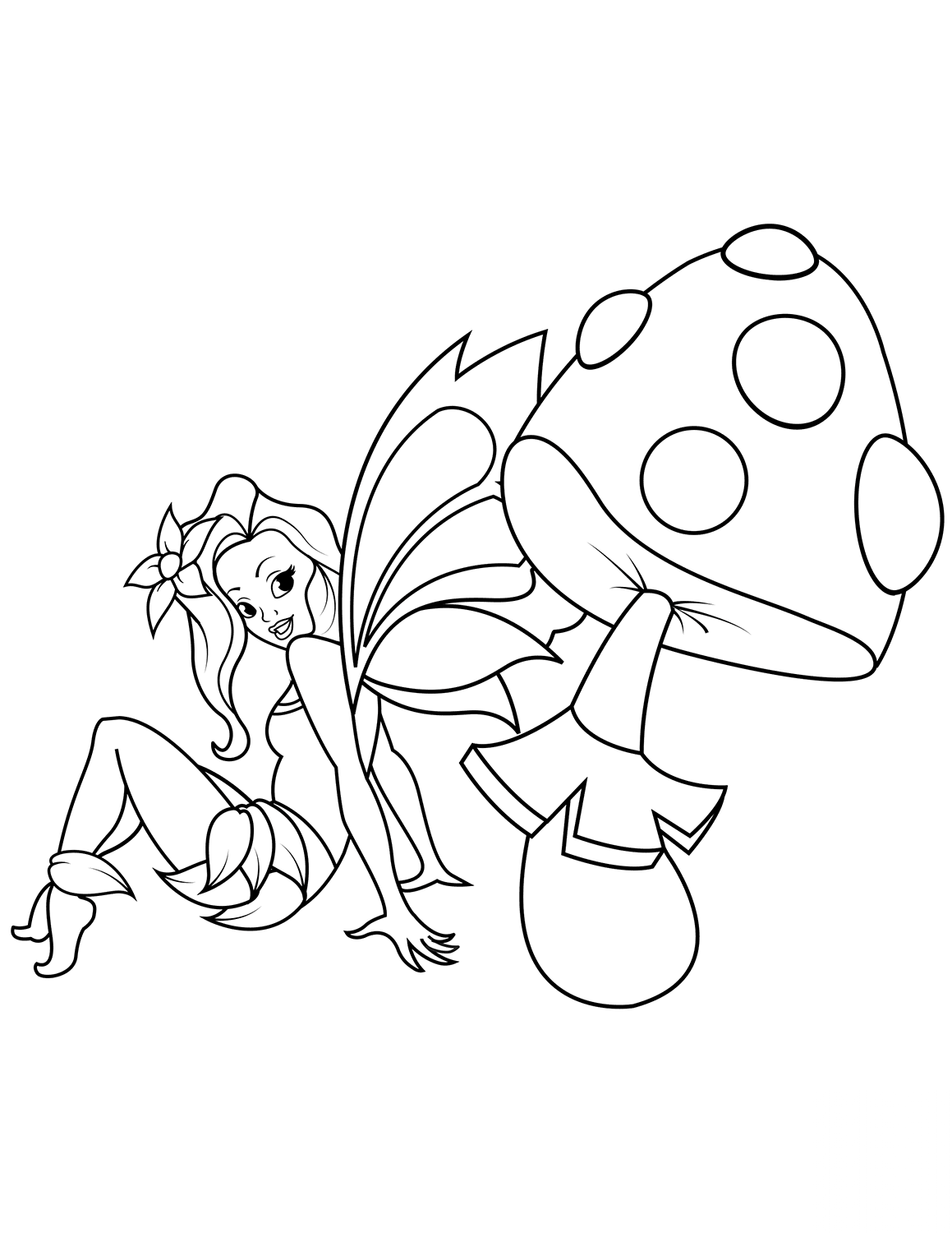 Fairy Sits near Fly Agaric