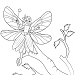 Fairy with Wand Flies over a Tree