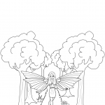 Fairy Walking on Forest Path