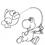 Yoshi łapie rybkę Cheep Cheep