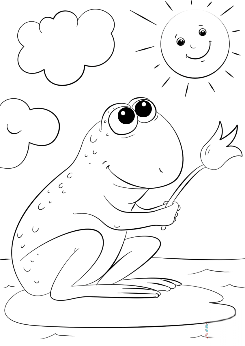 Cartoon Frog on Lily Pad