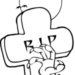 Ręka Zombi wychodząca spod grobu w...