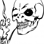 Diabelska czaszka paląca fajkę