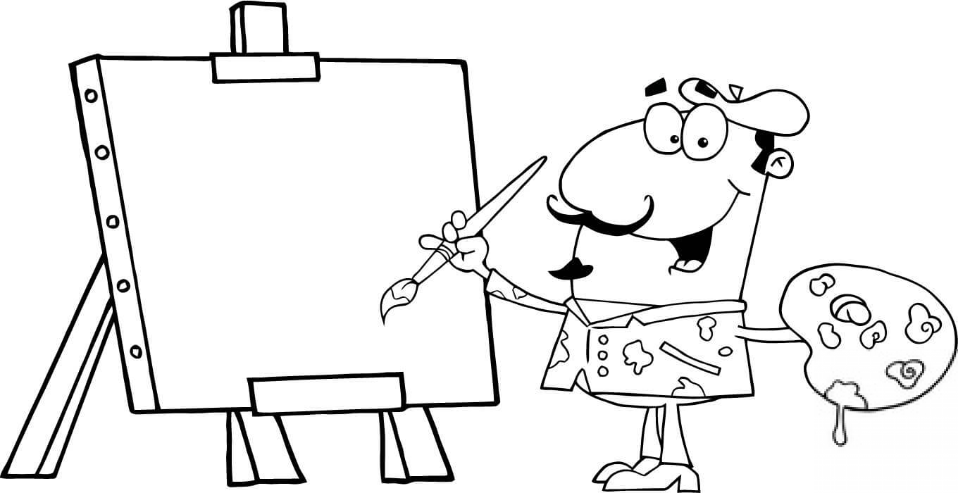 Malarz artysta malujący na płutnie