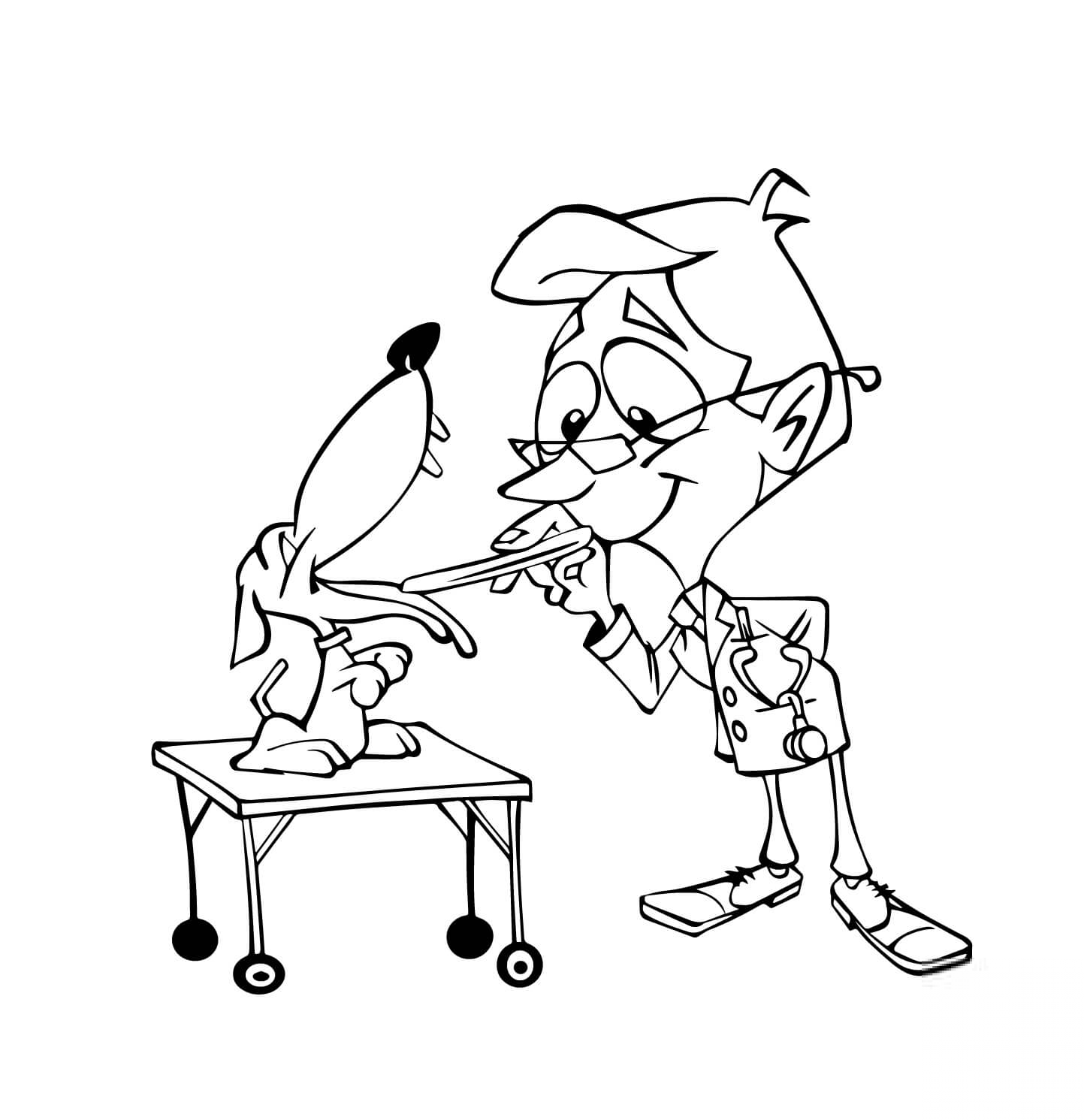 Weterynarz sprawdzający język psa