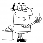 Biznesmen z telefonem komórkowym i...