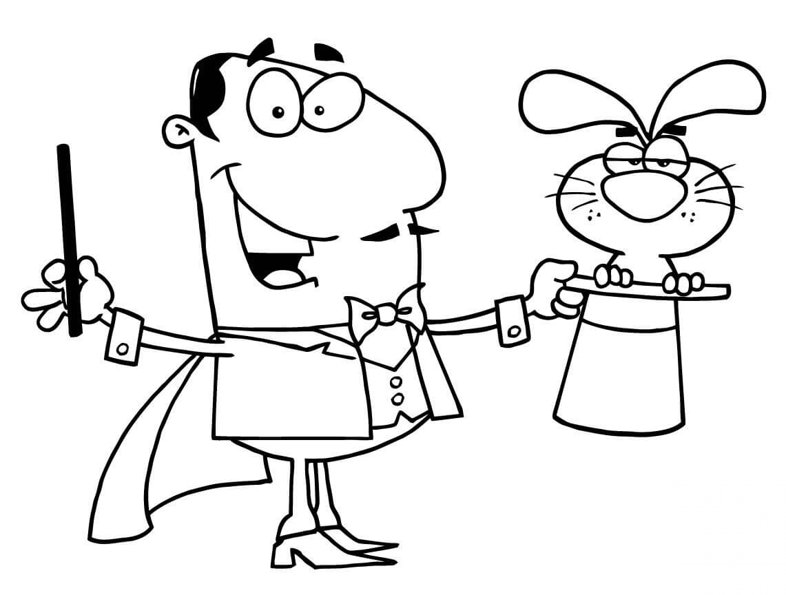 Magik z królikiem w kapeluszu