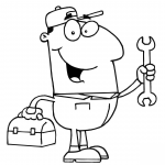 Pan złota rączka ze skrzynką z...