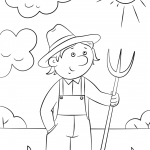 Cartoon Farmer with Pitchfork