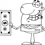 Biznesmen pokazujący dużego dolara