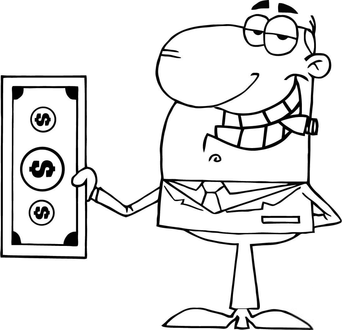 Biznesmen pokazujący dużego dolara