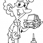 Animowany mechanik trzymający...