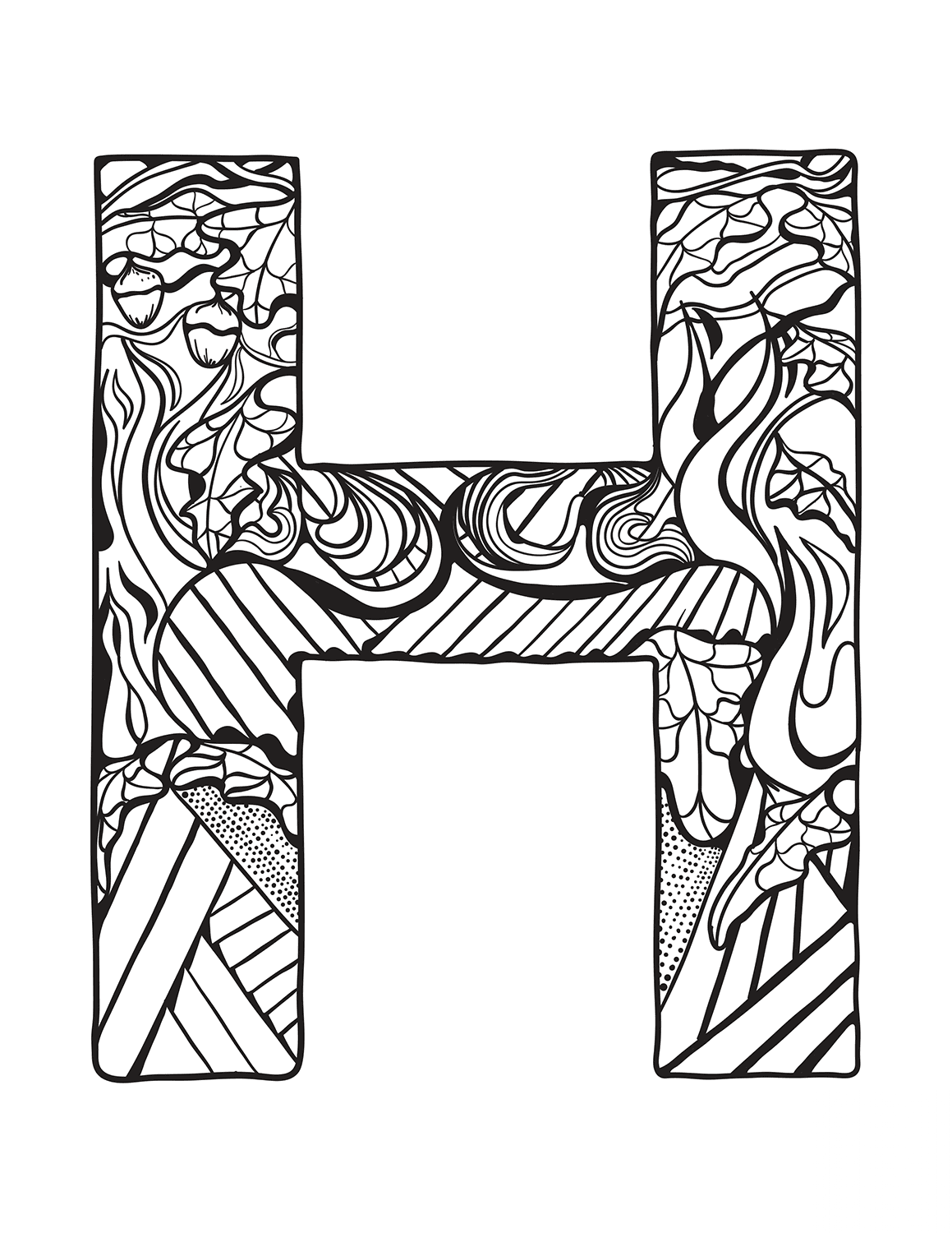 Letter H Zentangle