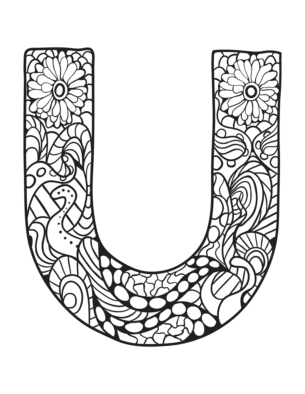 Letter U Zentangle