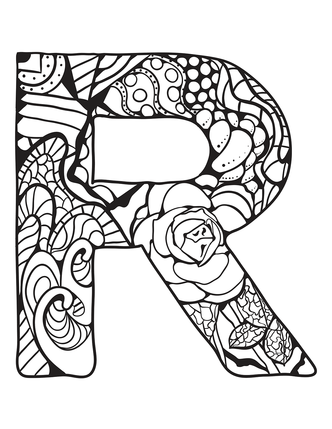 Letter R Zentangle