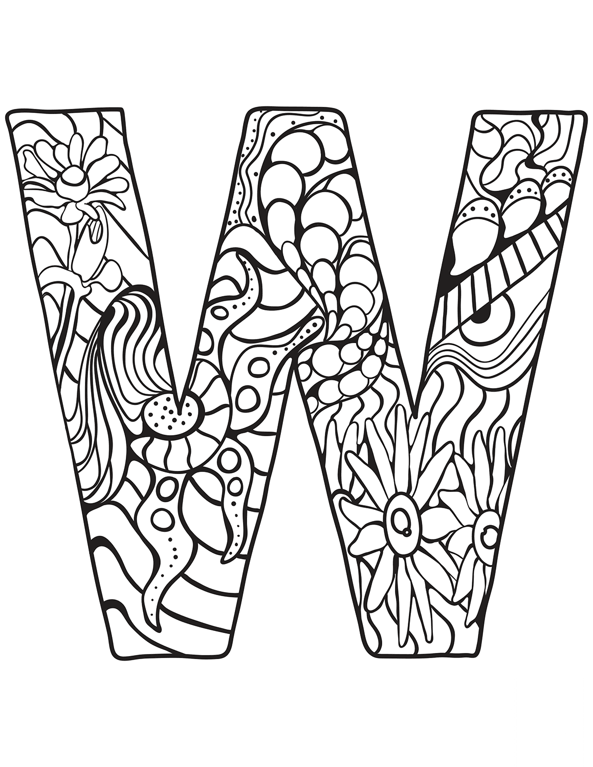 Letter W Zentangle