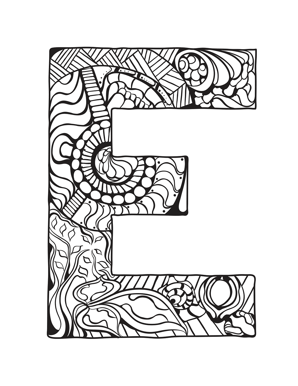 Letter E Zentangle