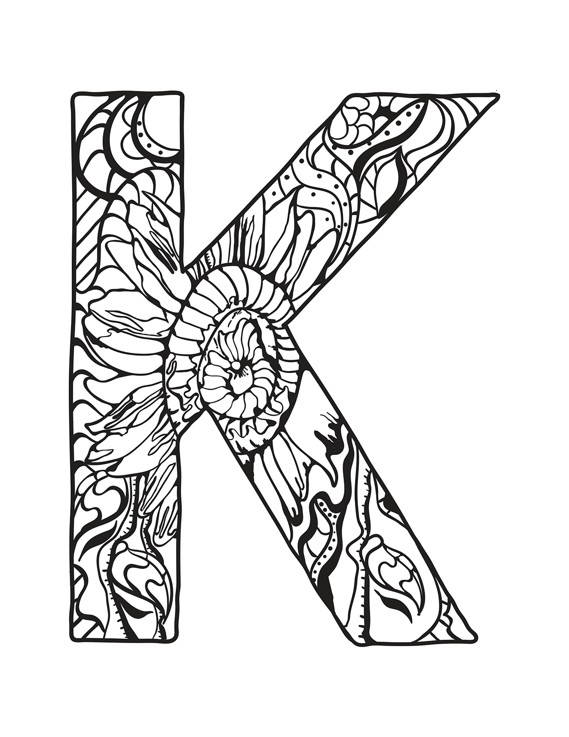 Letter K Zentangle