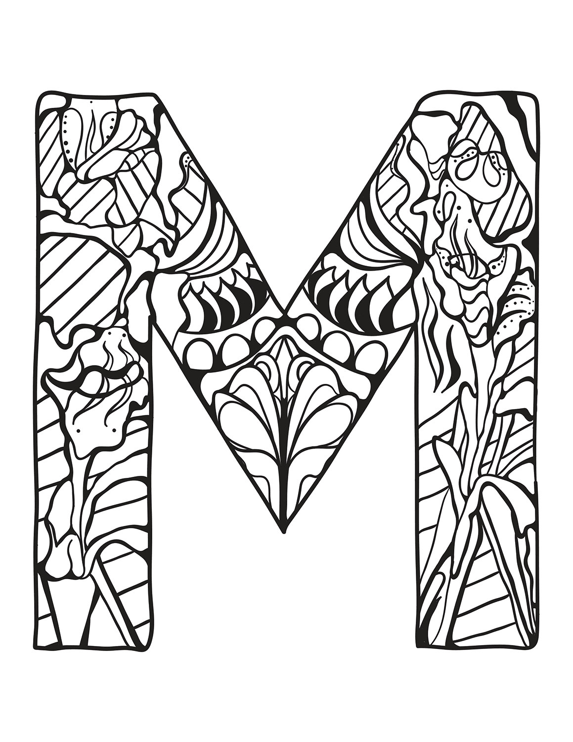 Letter M Zentangle