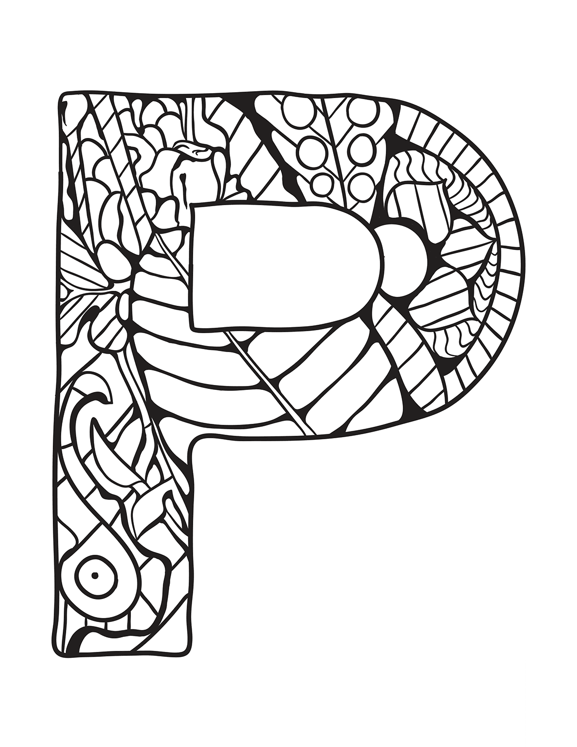 Letter P Zentangle