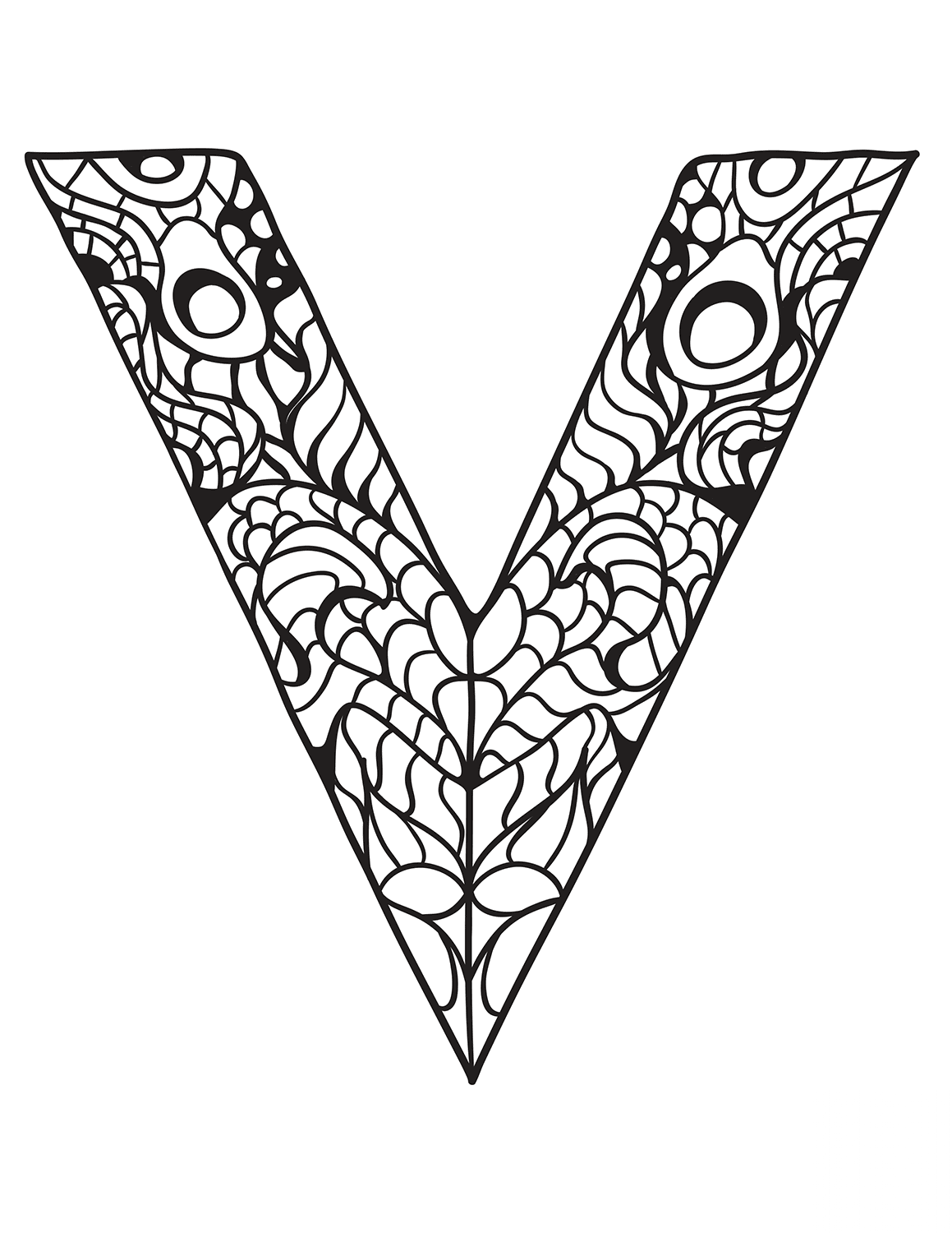 Letter V Zentangle