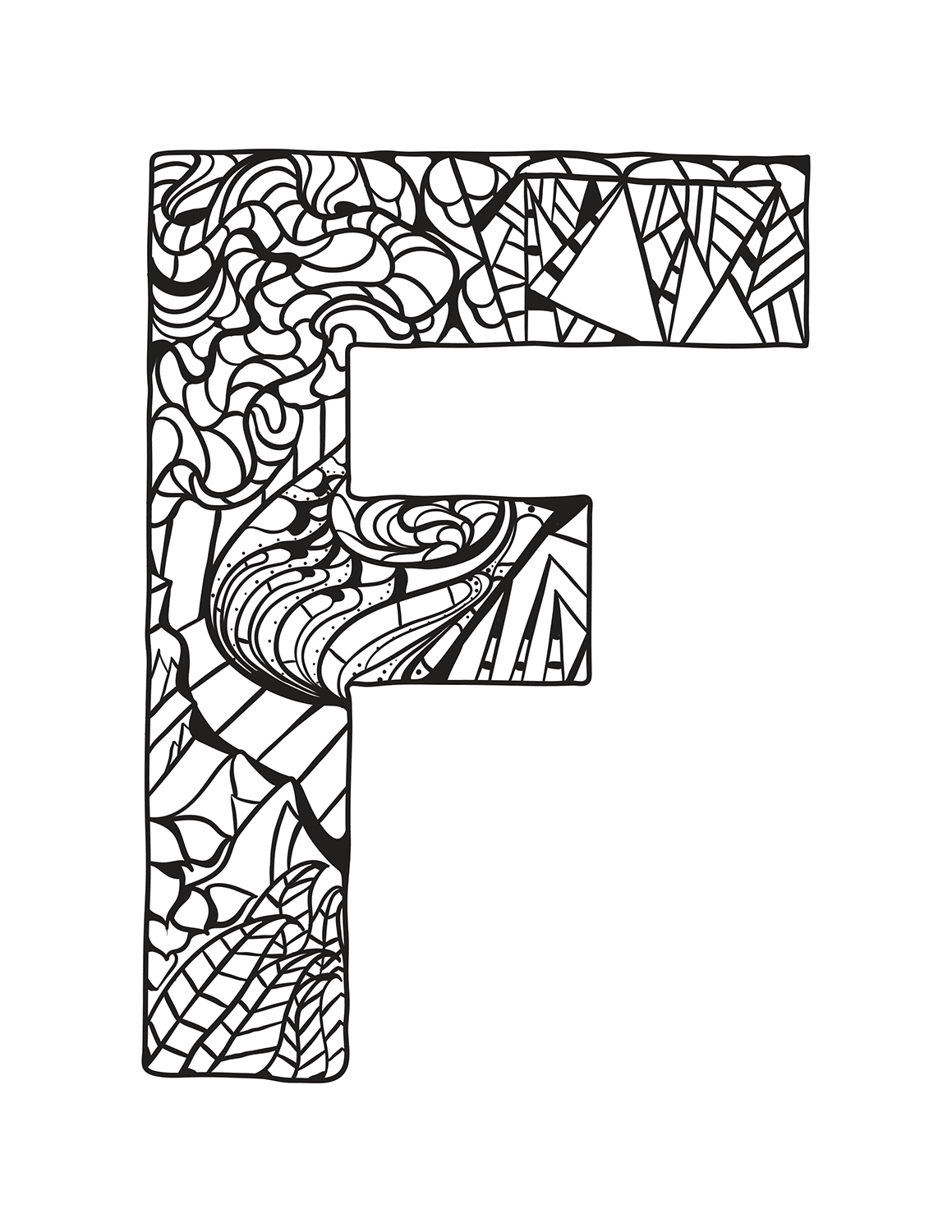 Letter F Zentangle