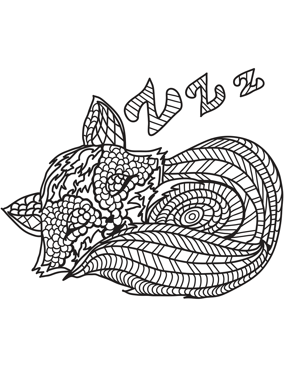 Sleeping Cat in Zentangle Style