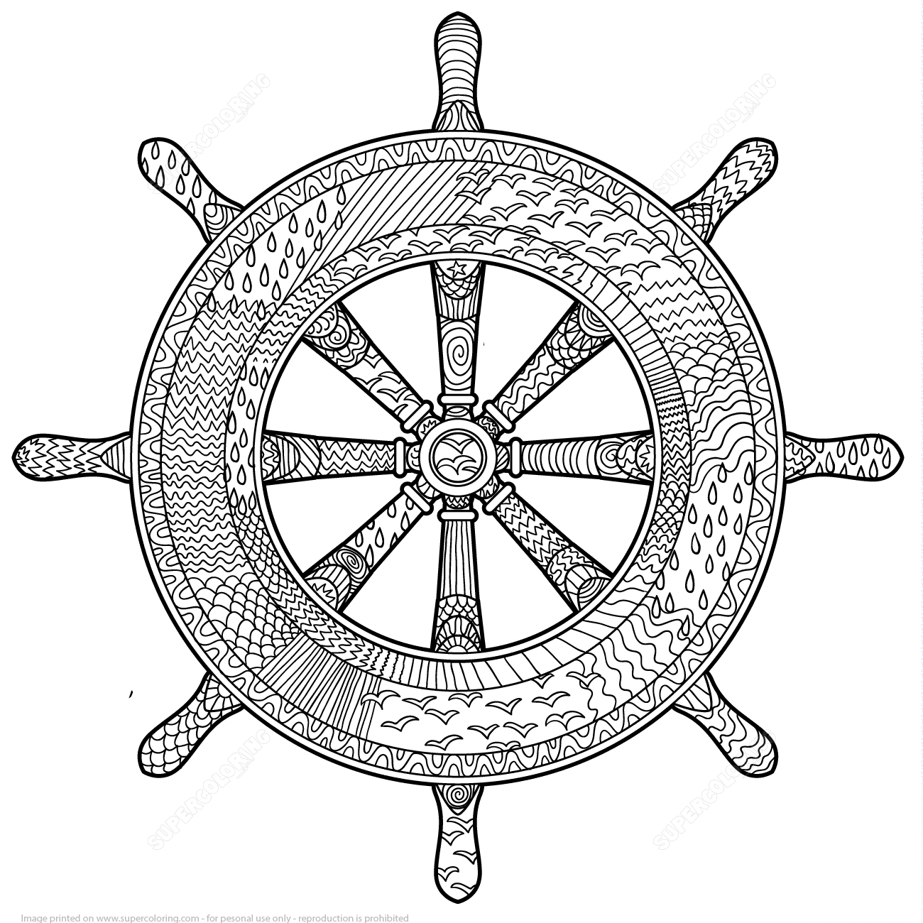 Marine Handwheel Zentangle