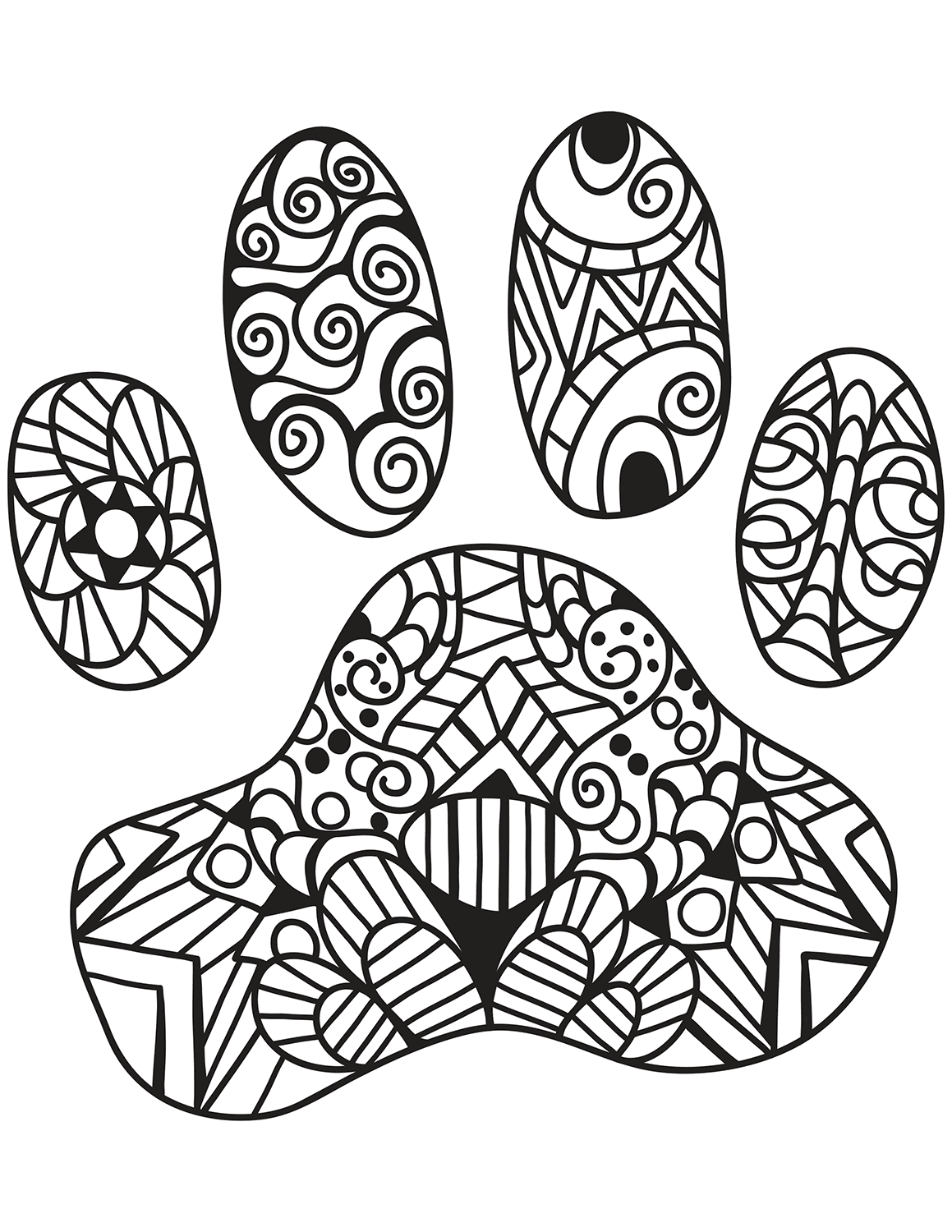 Cat Paw Print Zentangle
