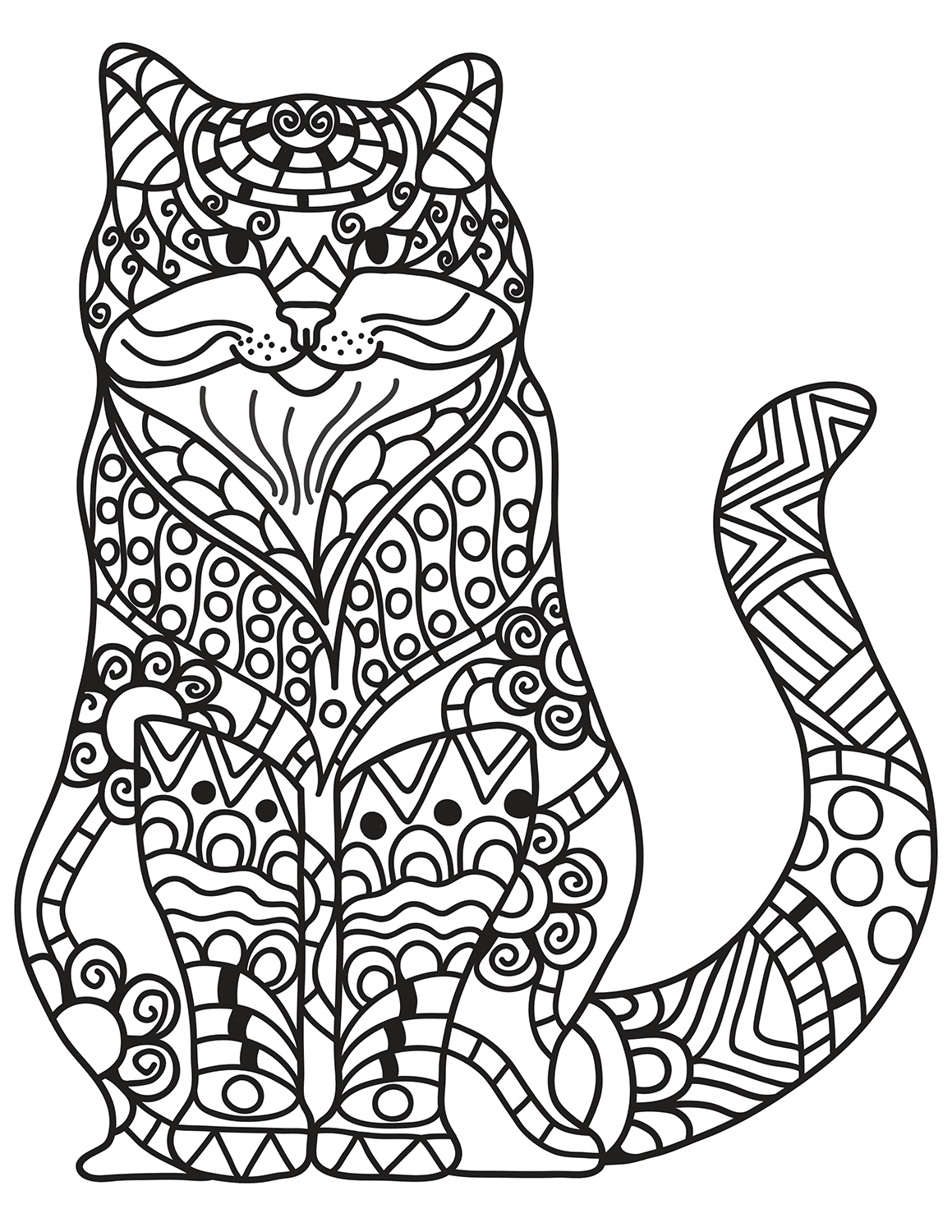 Sitting Cat in Zentangle Style