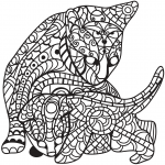 Cat and Kitten in Zentangle Style